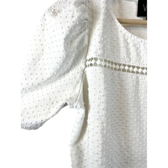 Anthropologie W5 Puff Sleeve Textured Top White EUC Sz Small / boho / - Picture 4 of 8